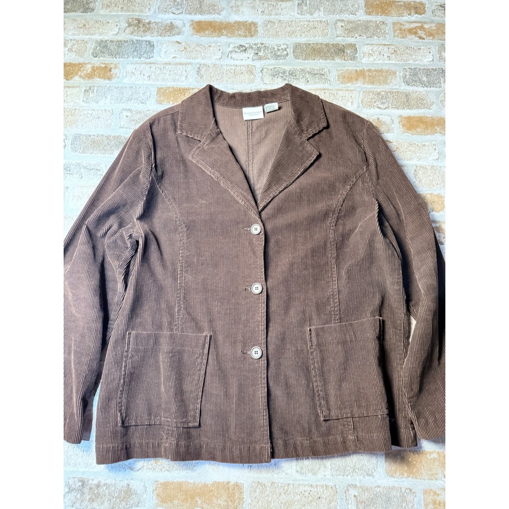 Sonoma Life Style Brown Corduroy Blazer Jacket Womens Large 100% Cotton 3 Button